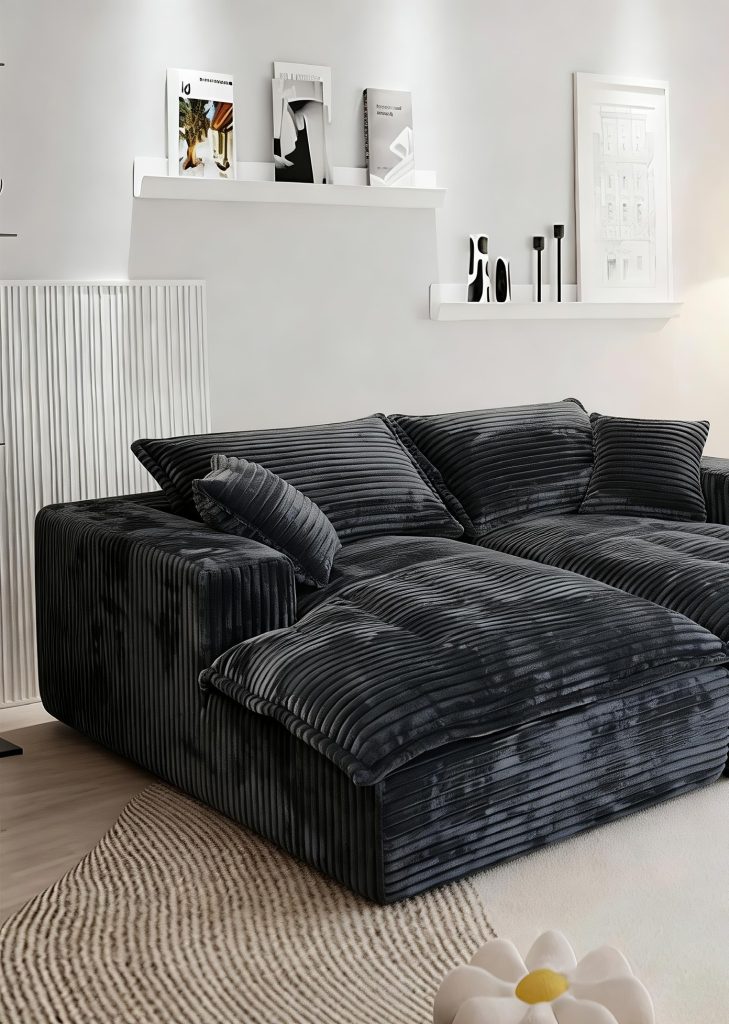 Compression Sofa – Black Velvet Oversized Modular