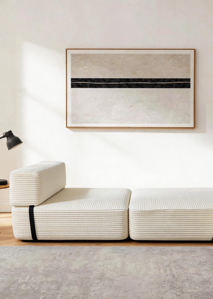 Compression Sofa – Cream Modular 3-Seater (Straight)