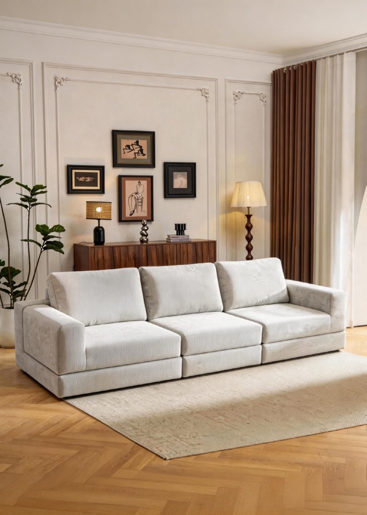 Compression Sofa – Cream 2-Seater with Cushion
