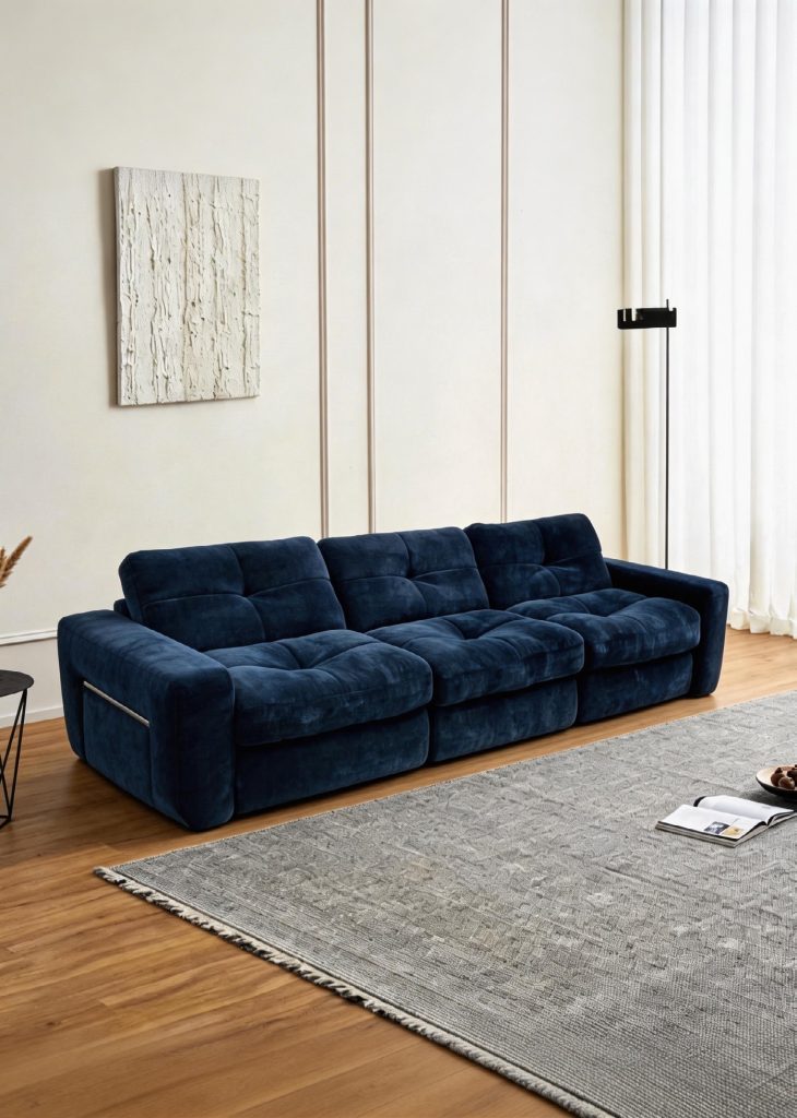 Compression Sofa – Navy Velvet 2-Seater