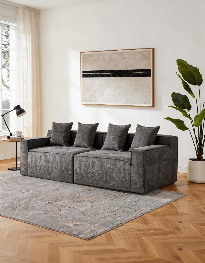 Compression Sofa – Grey Speckled 3-Seater