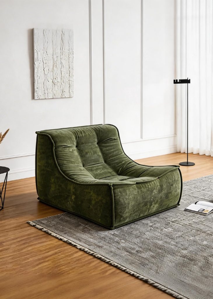 Compression Sofa – Olive Green Velvet Armchair