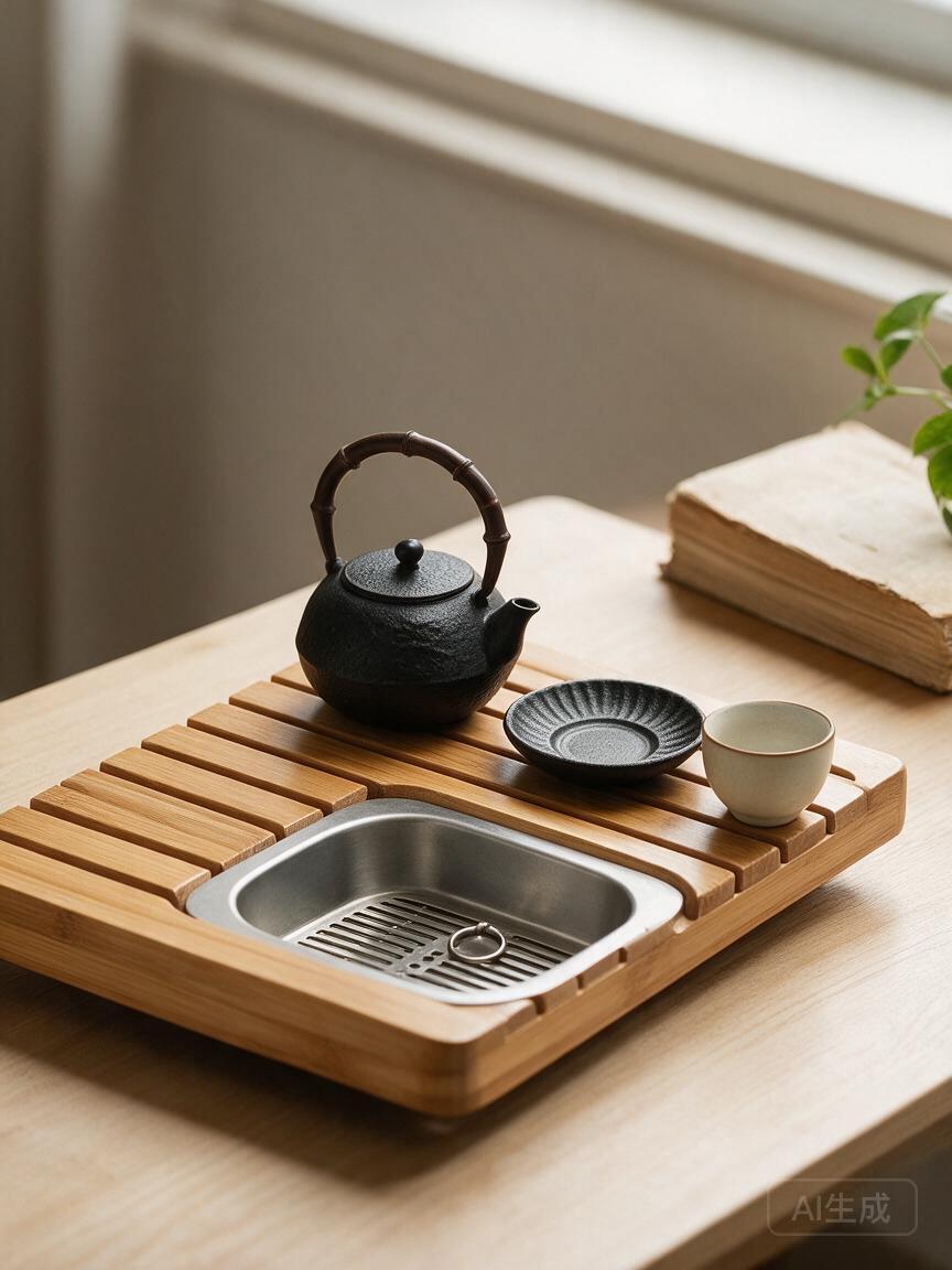 Bamboo Tea Tray with Drain - Image 3