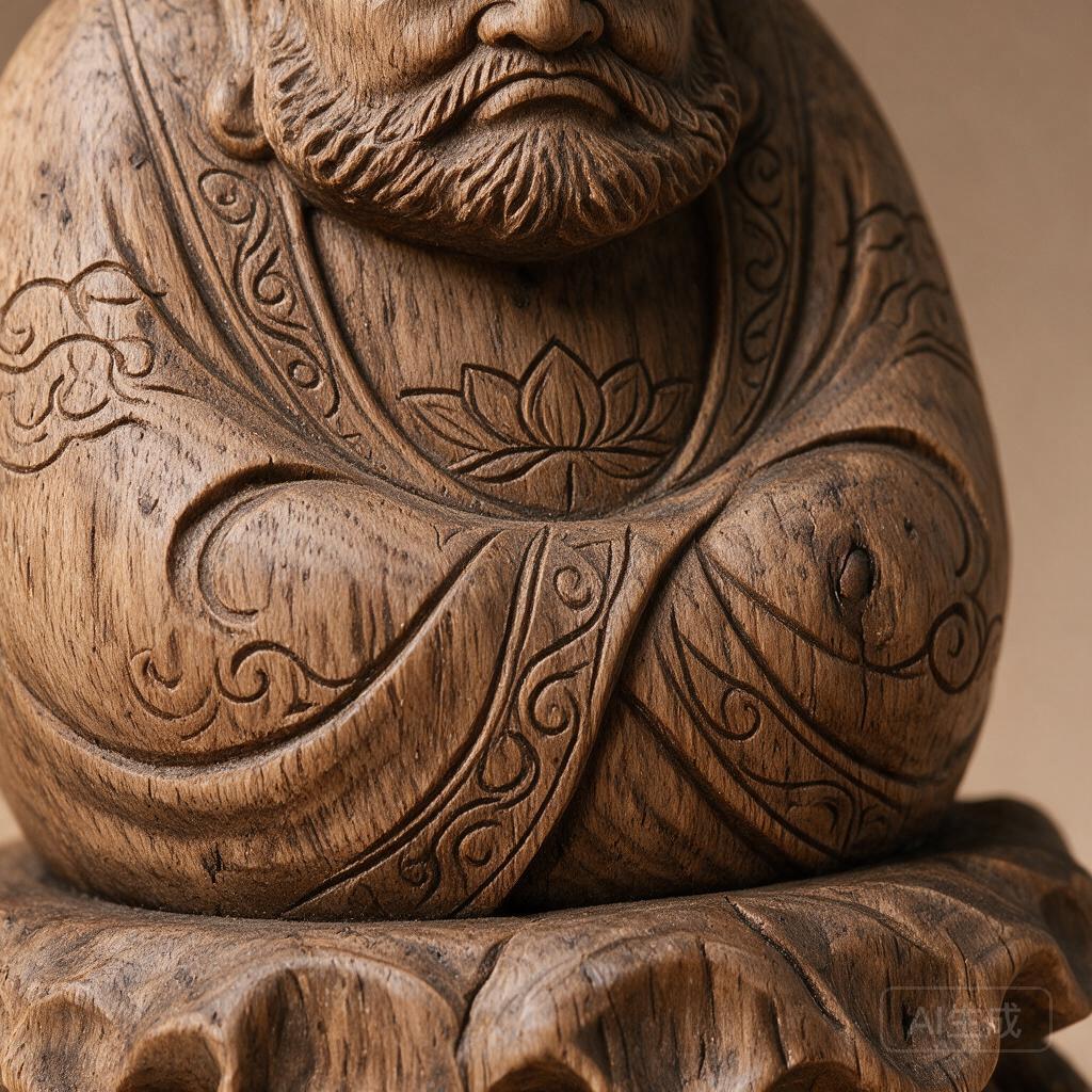 Bodhidharma Zen Wood Figure - Image 2