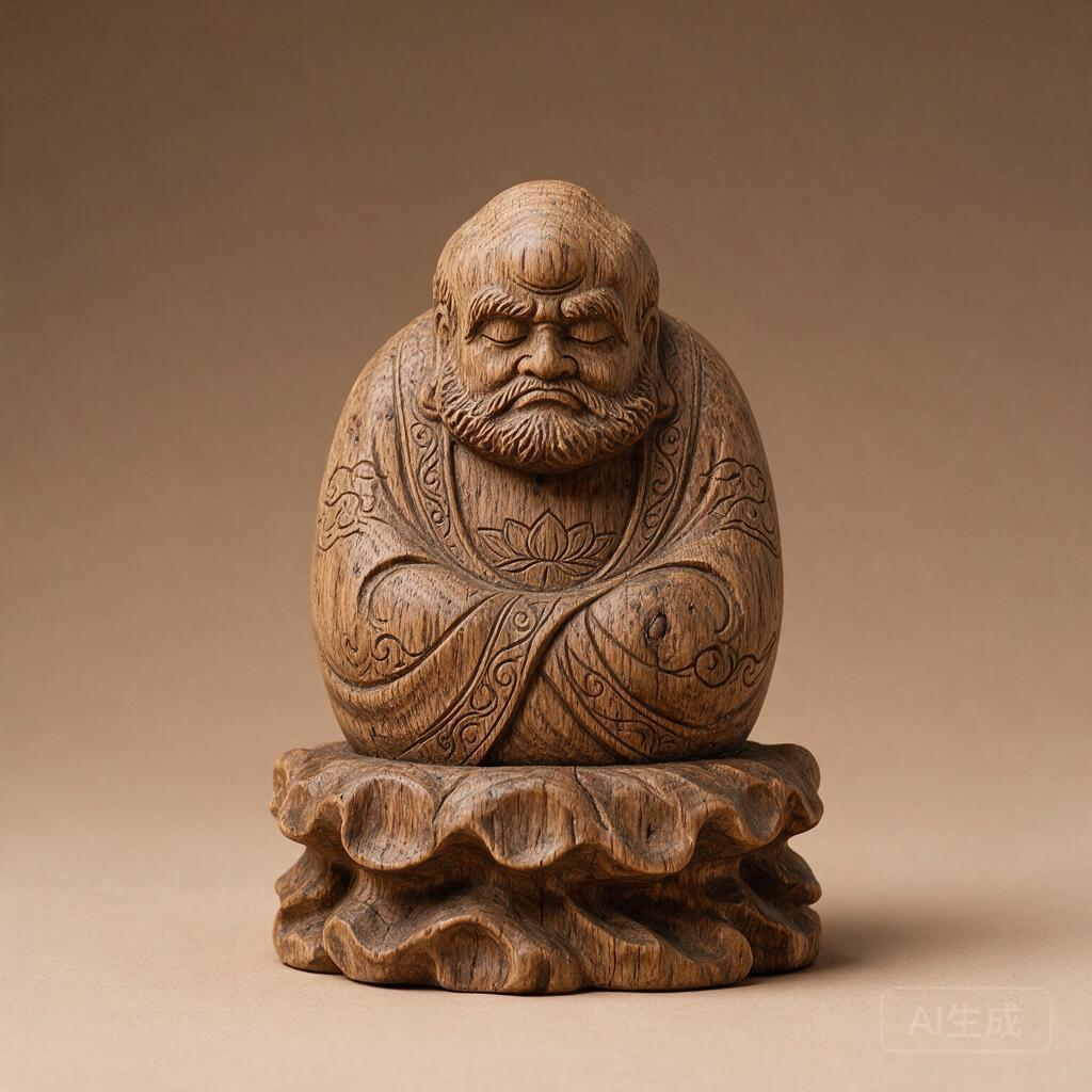 Bodhidharma Zen Wood Figure