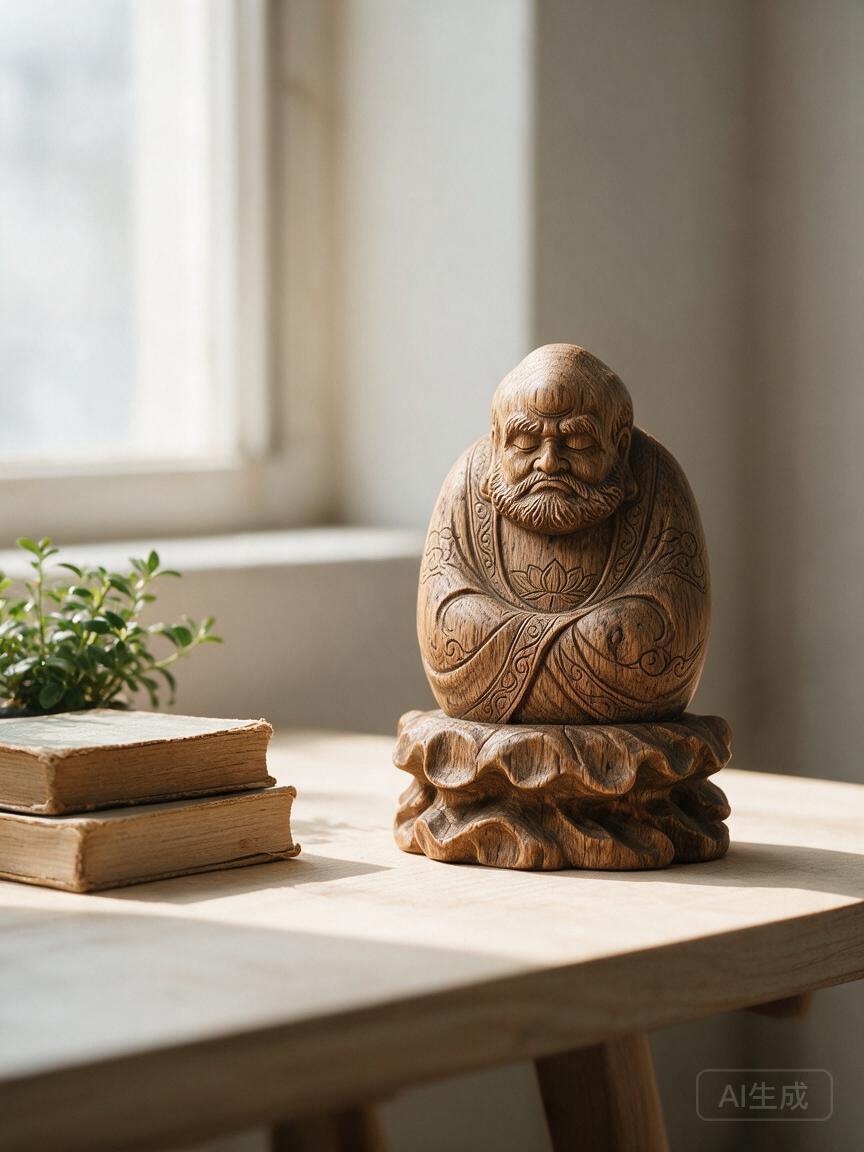 Bodhidharma Zen Wood Figure - Image 3