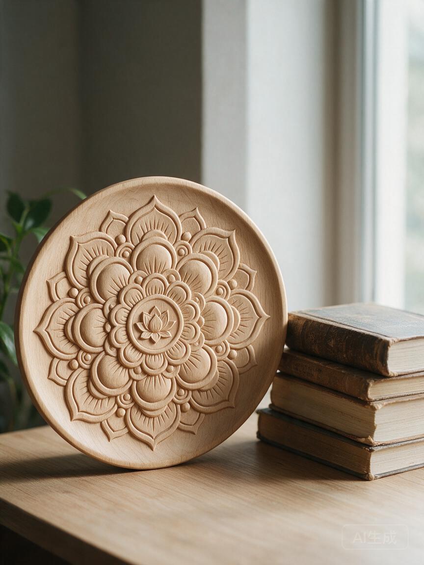 Carved Mandala Wood Wall Hanging - Image 3