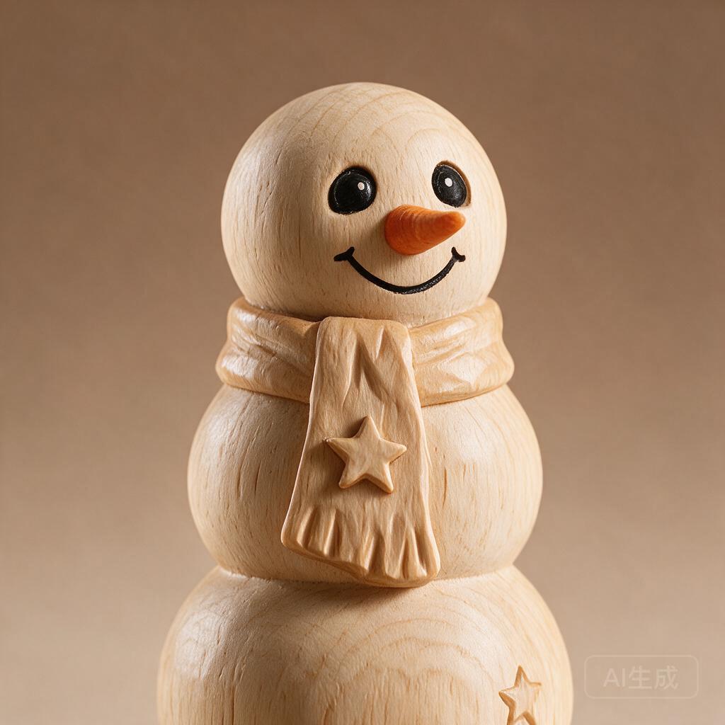 Carved Snowman Figurine - Image 2