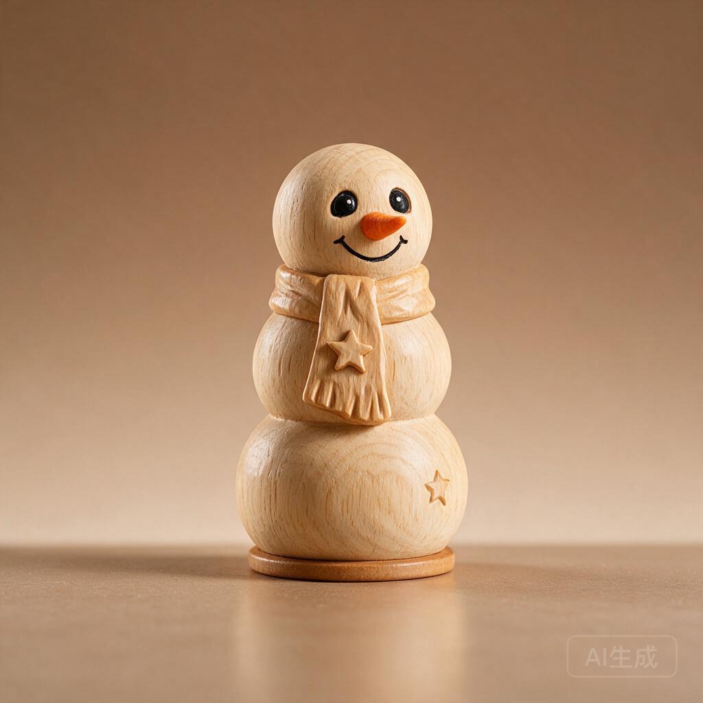 Carved Snowman Figurine