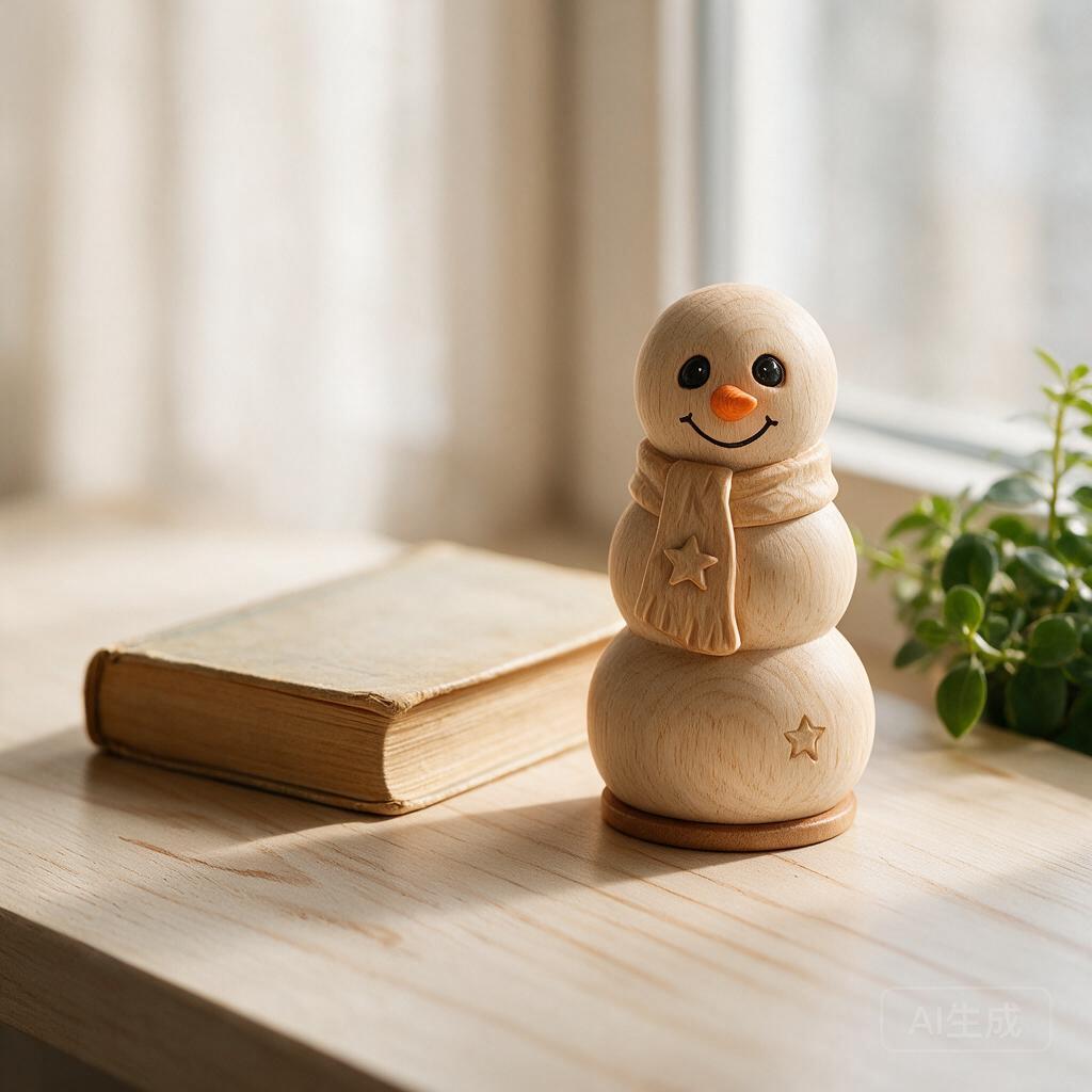Carved Snowman Figurine - Image 3