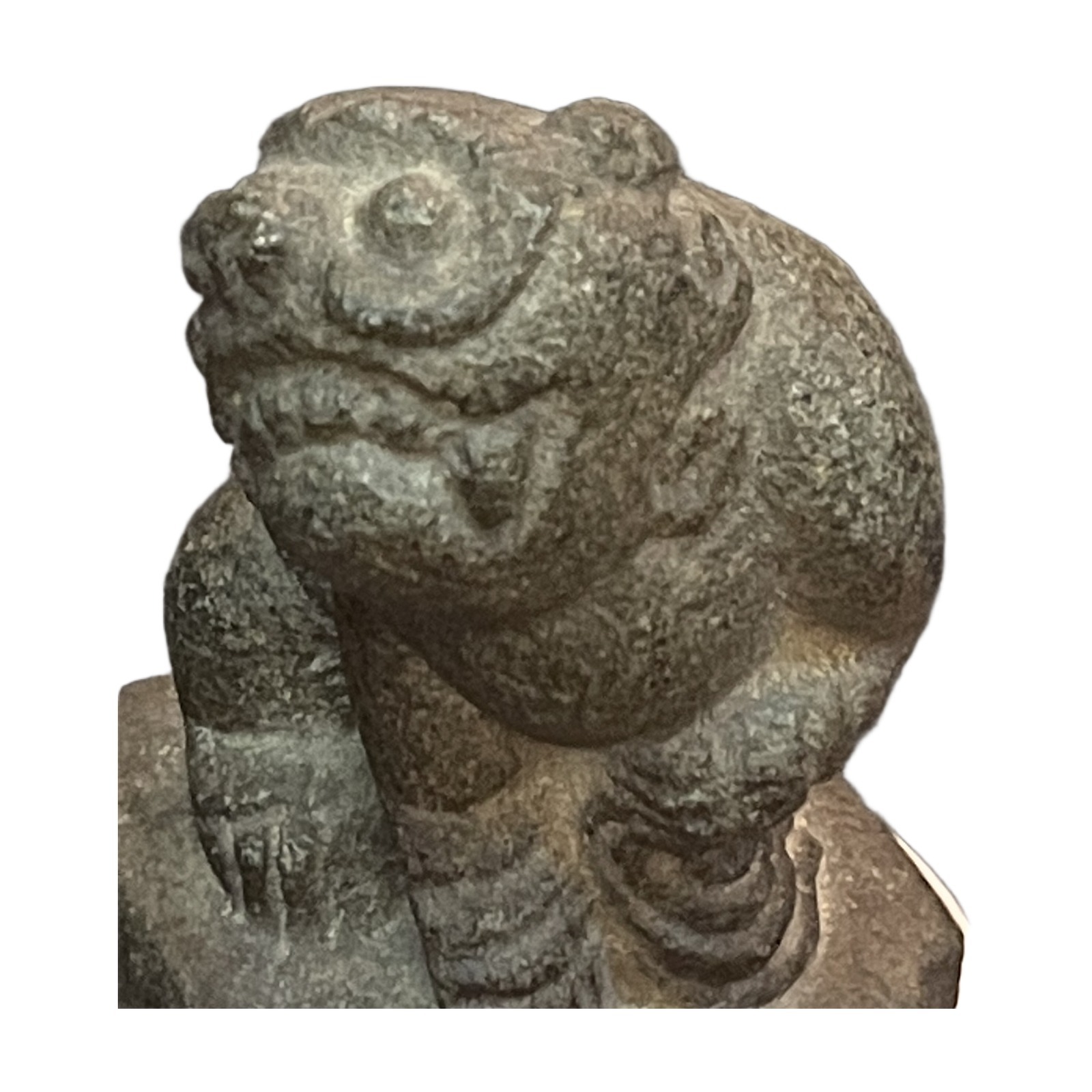 Carved Stone Crouching Guardian Beast on Stepped Base
