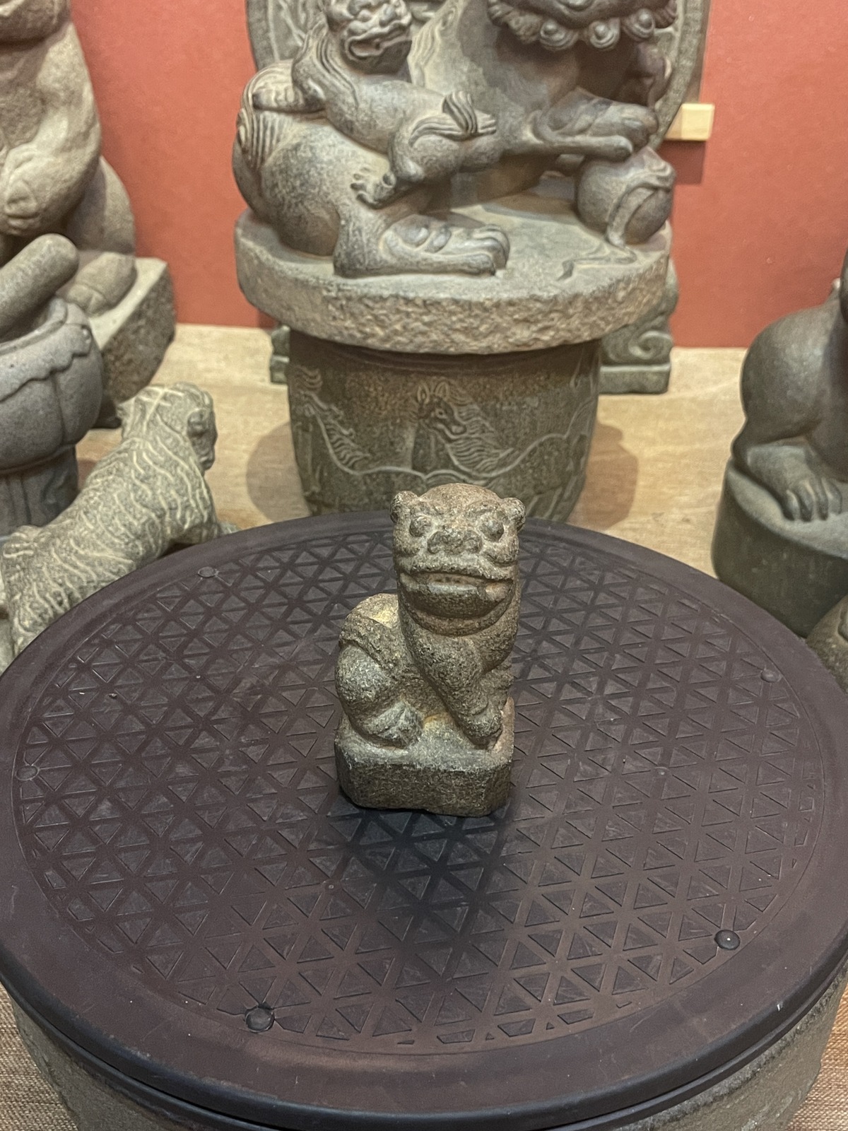 Small Carved Stone Guardian Lion
