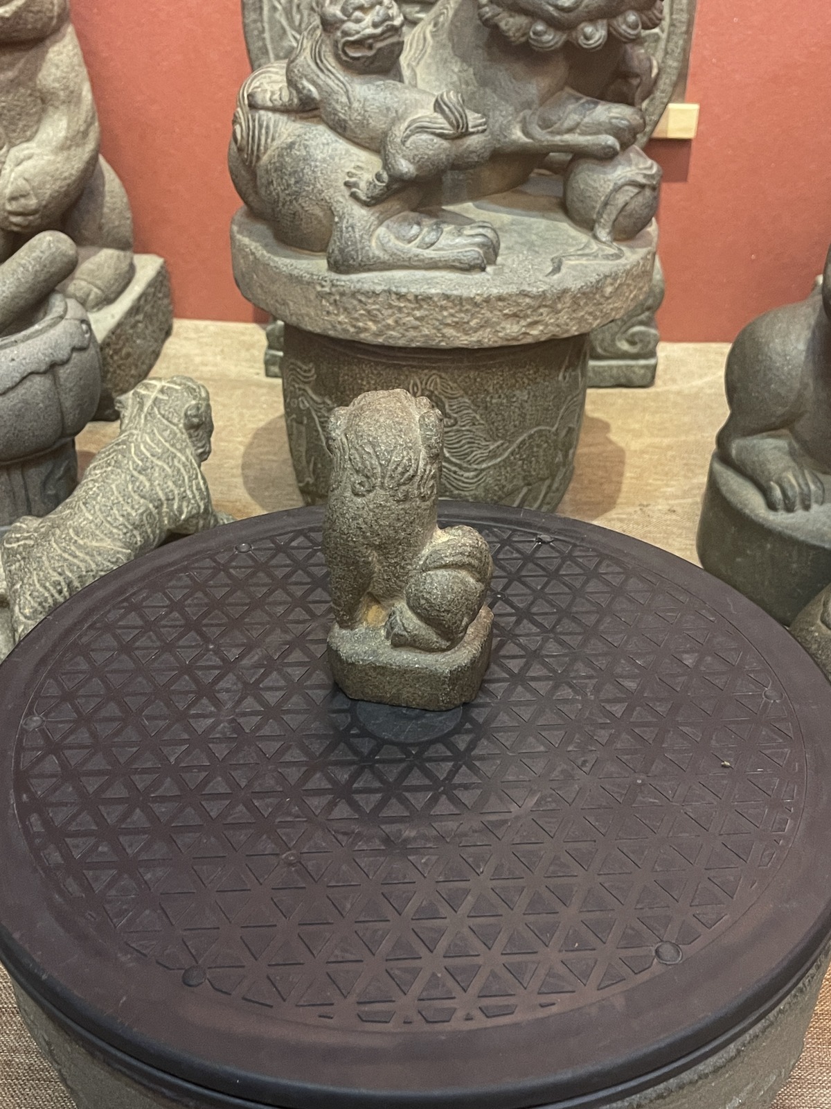 Small Carved Stone Guardian Lion