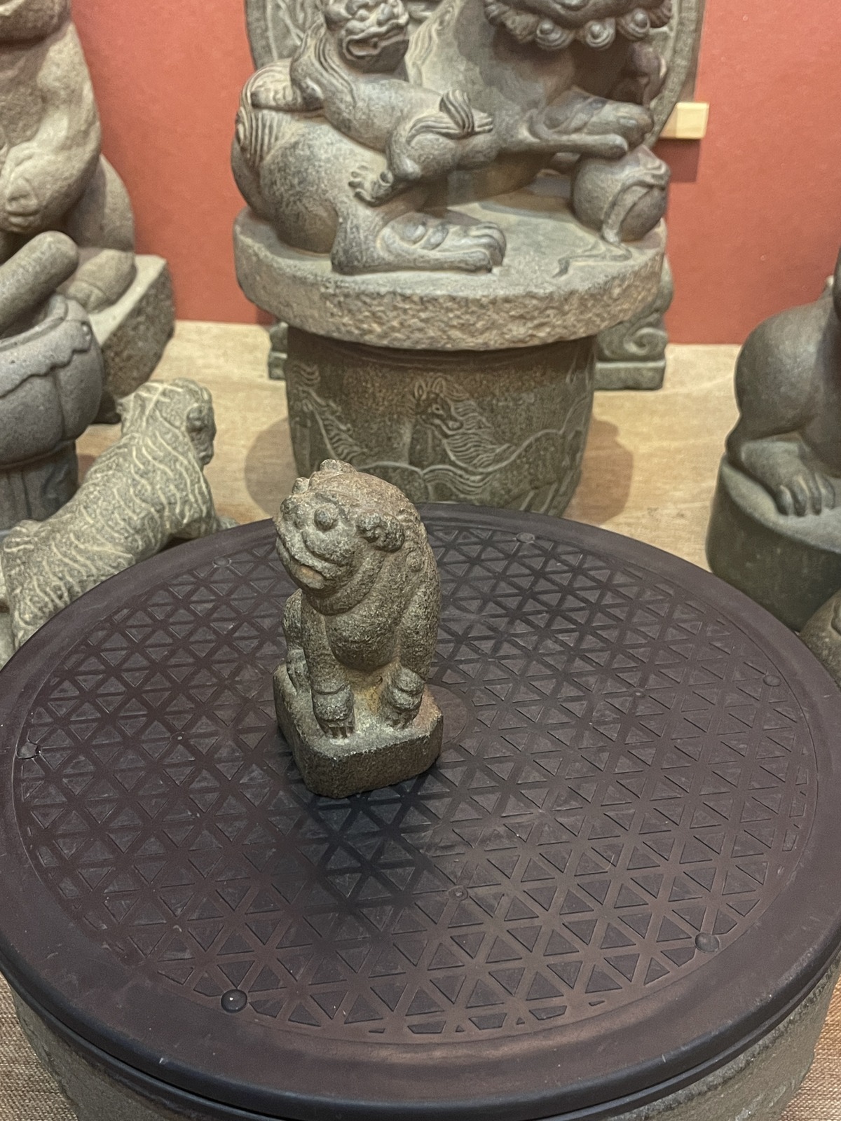 Small Carved Stone Guardian Lion