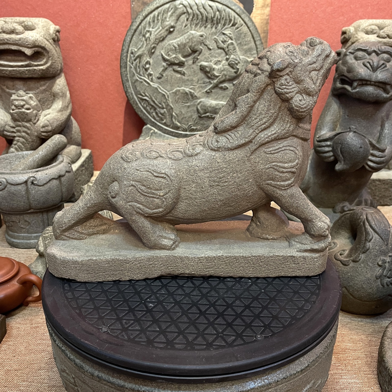 Carved Stone Pixiu Looking Skyward