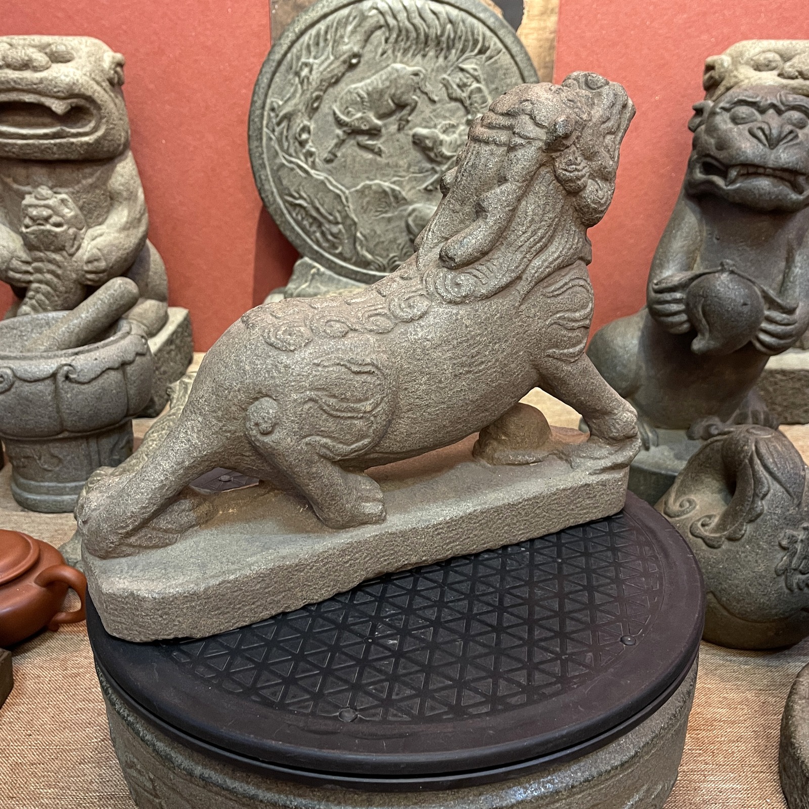 Carved Stone Pixiu Looking Skyward