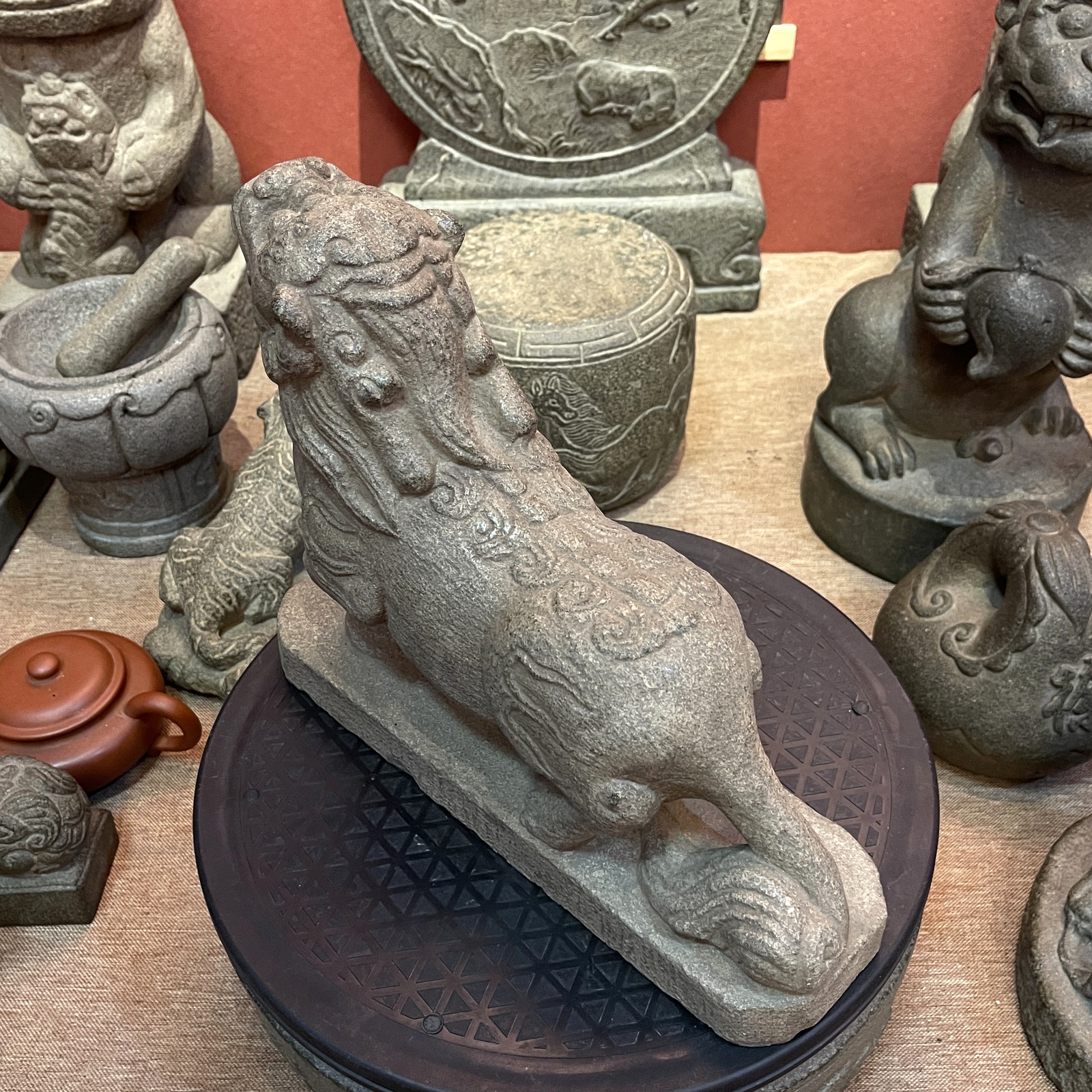 Carved Stone Pixiu Looking Skyward