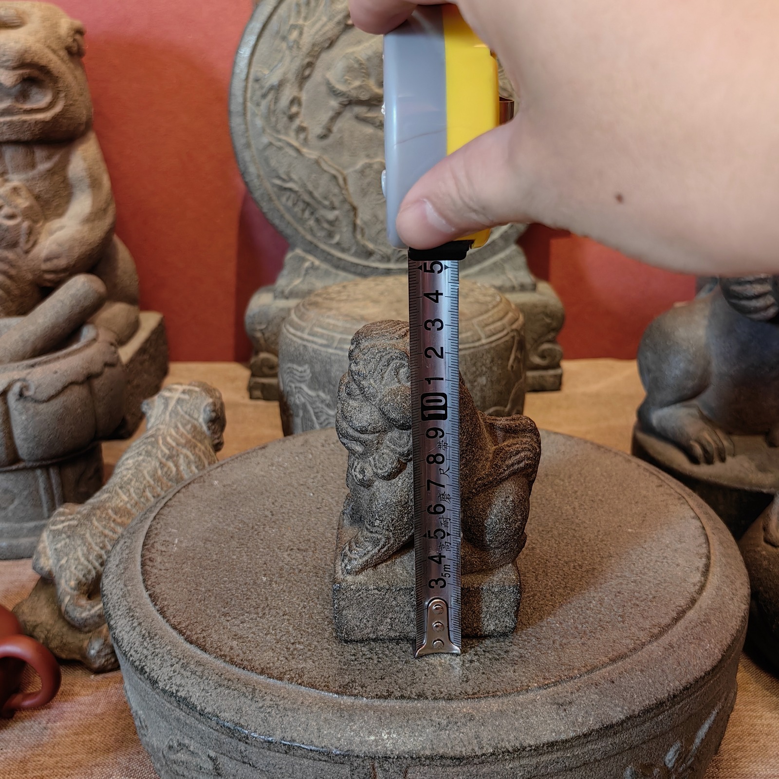 Carved Stone Seated Lion on Square Base