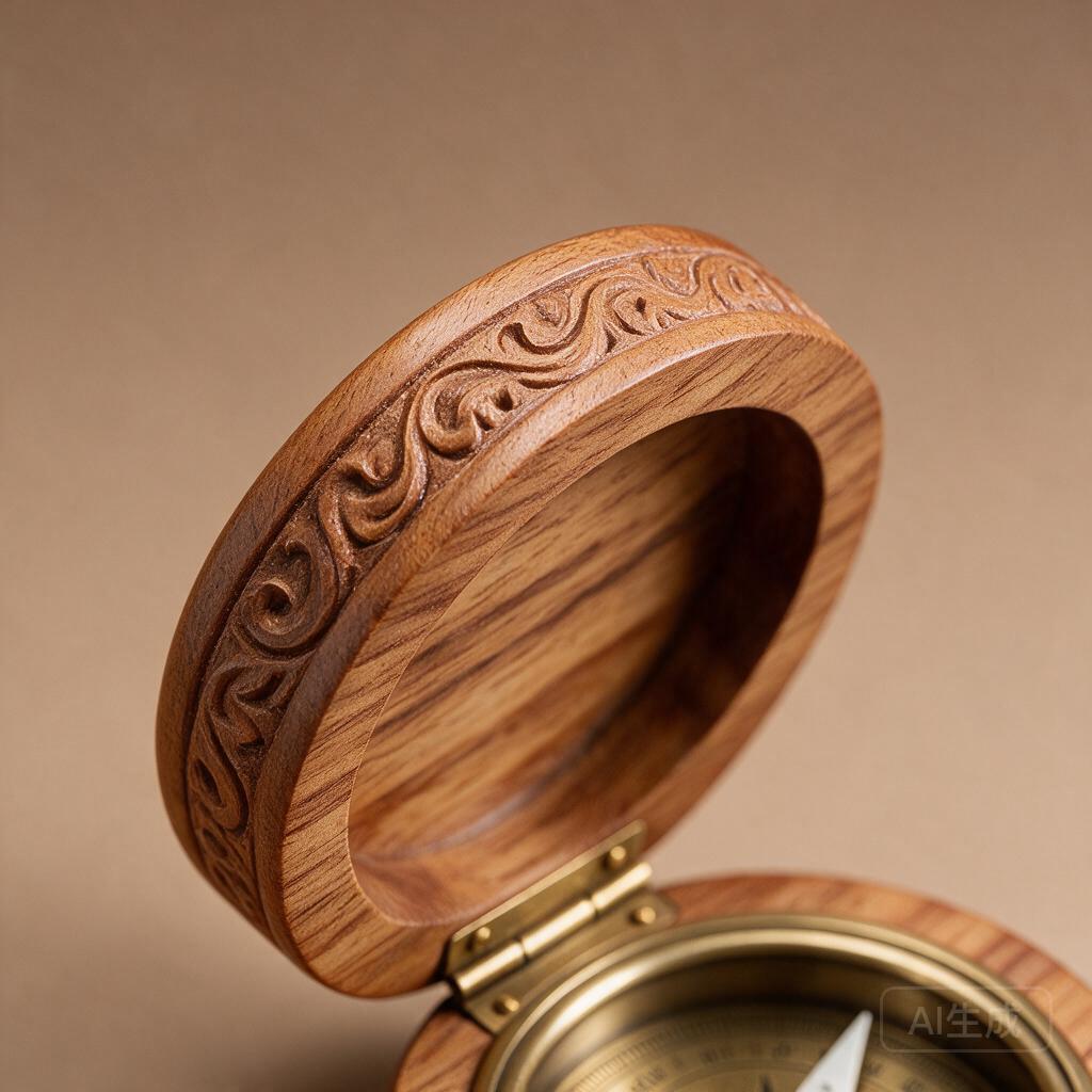 Carved Wooden Compass - Image 2