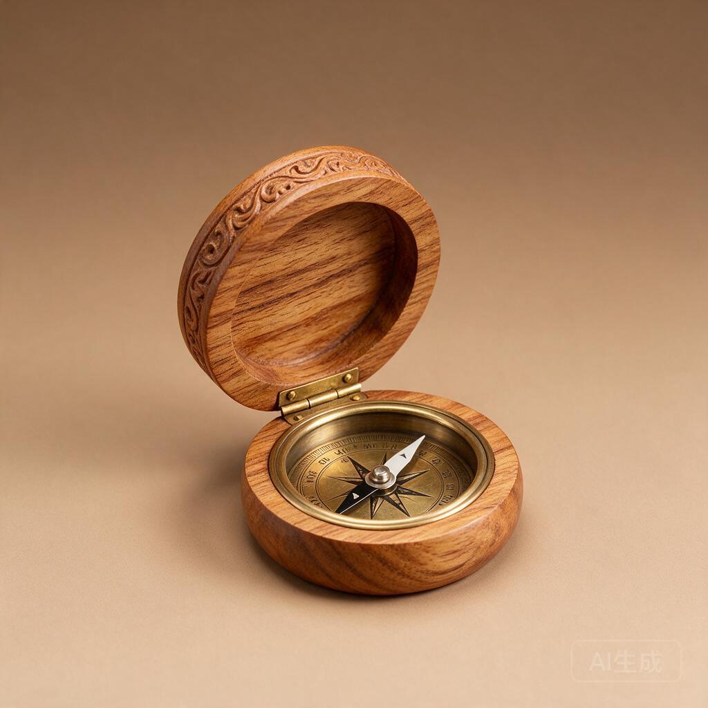 Carved Wooden Compass