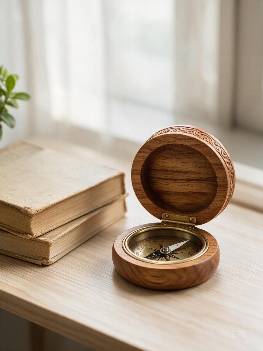 Carved Wooden Compass - Image 3