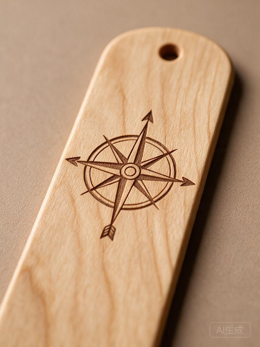 Engraved Compass Wood Bookmark - Image 2
