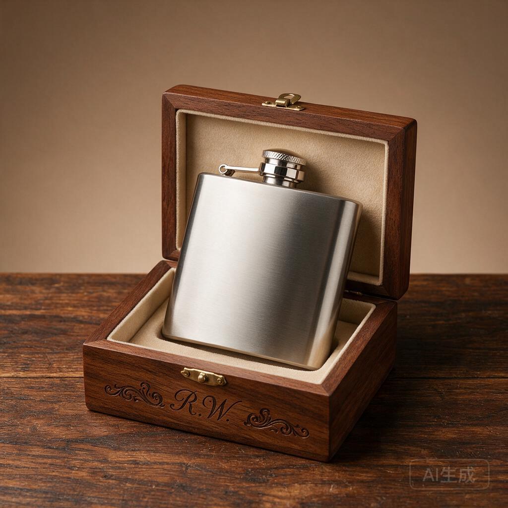 Engraved Flask Wood Case