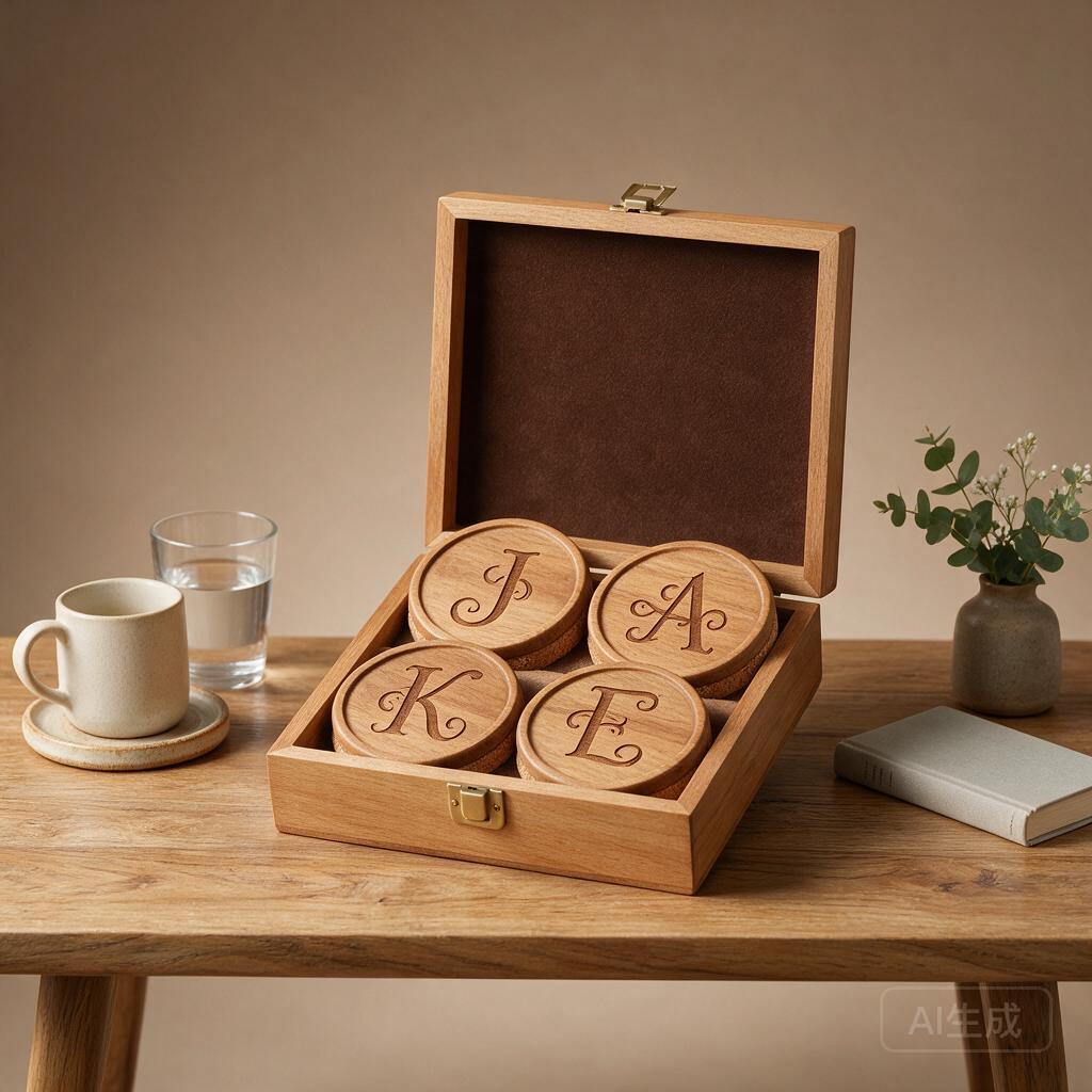 Engraved Wooden Coaster Gift Box