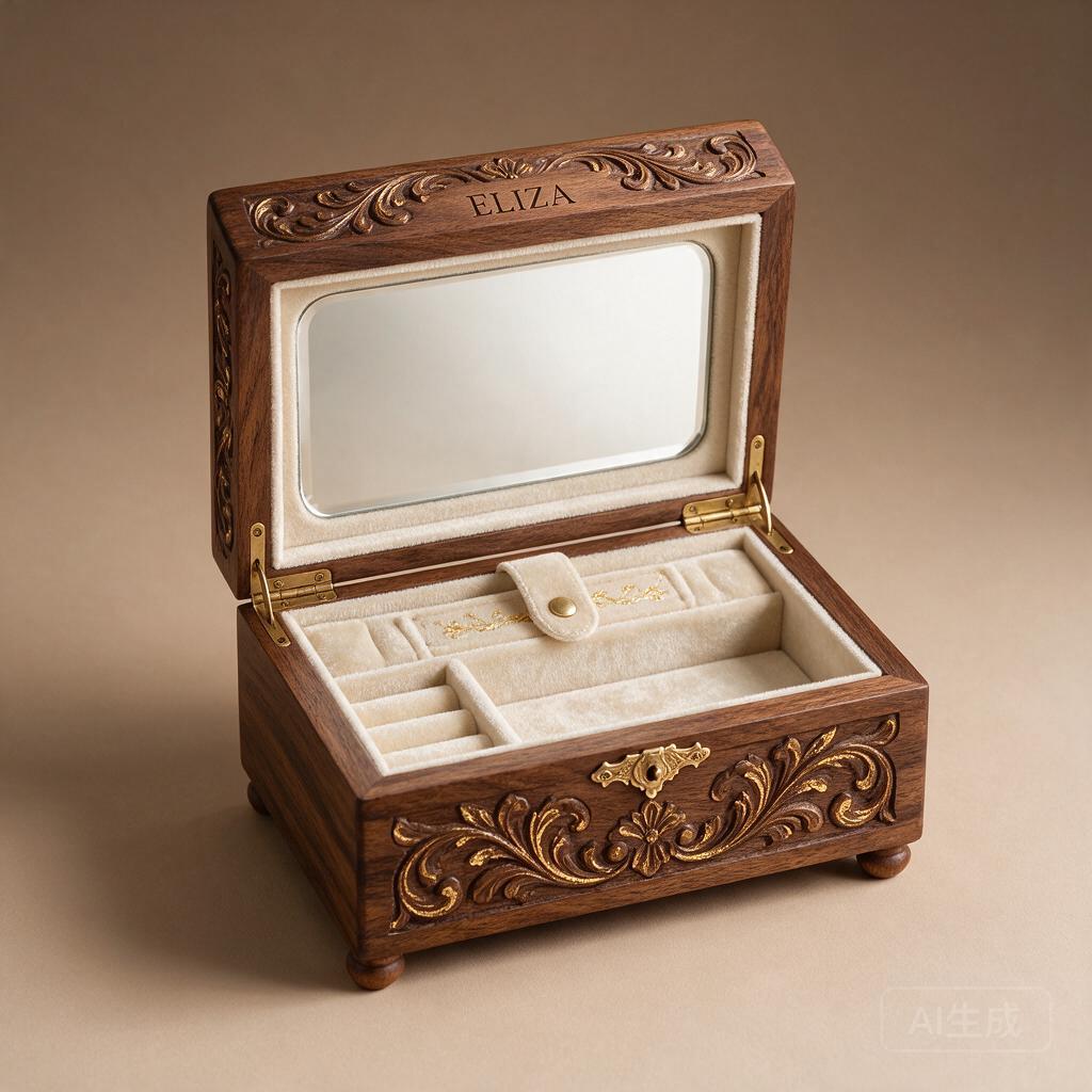 Engraved Wooden Jewelry Box