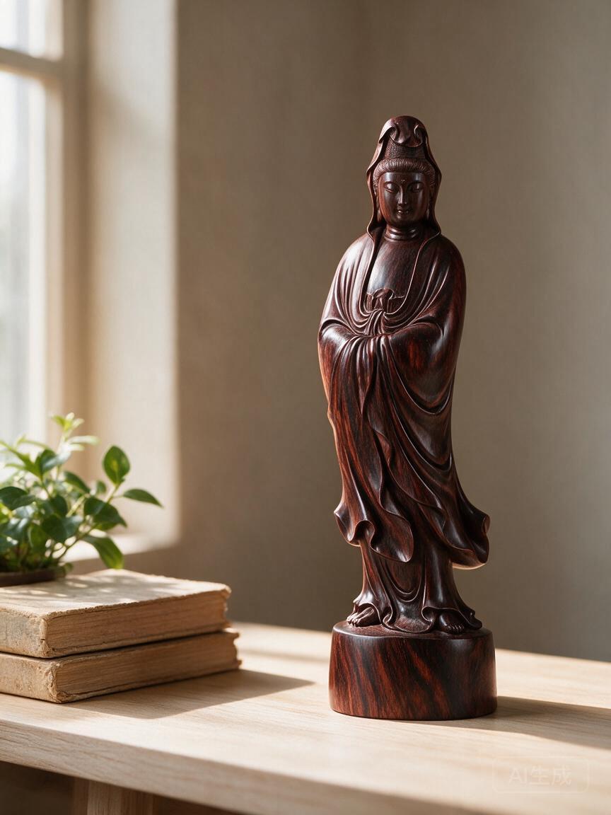 Kwan Yin Wood Statue - Image 3