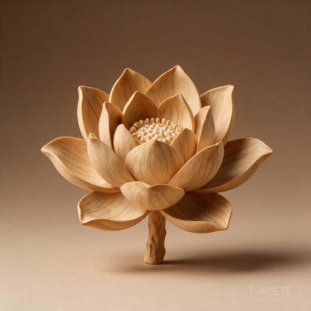 Lotus Flower Wood Carving