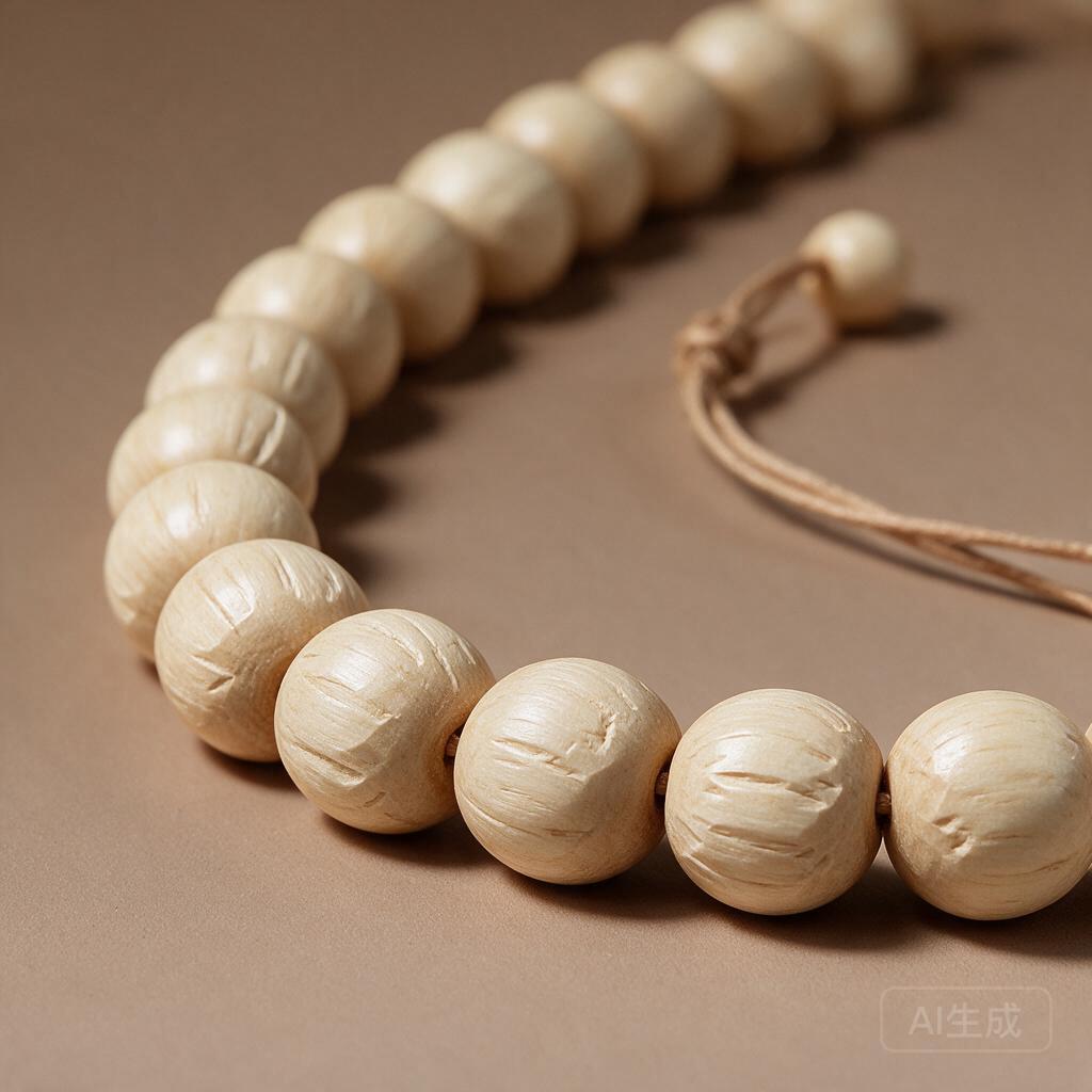 White Sandalwood Bead Necklace - Image 2