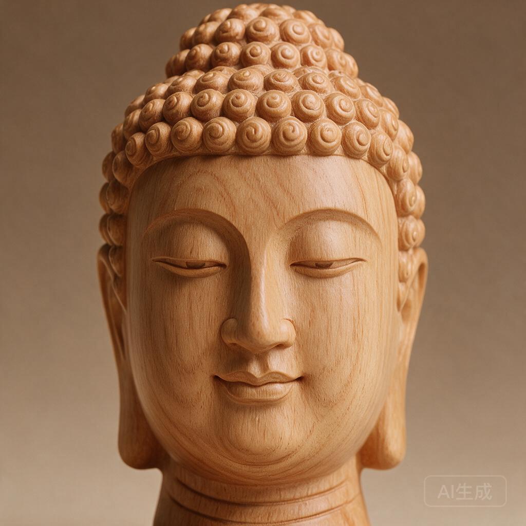 Wooden Buddha Head Carving - Image 2