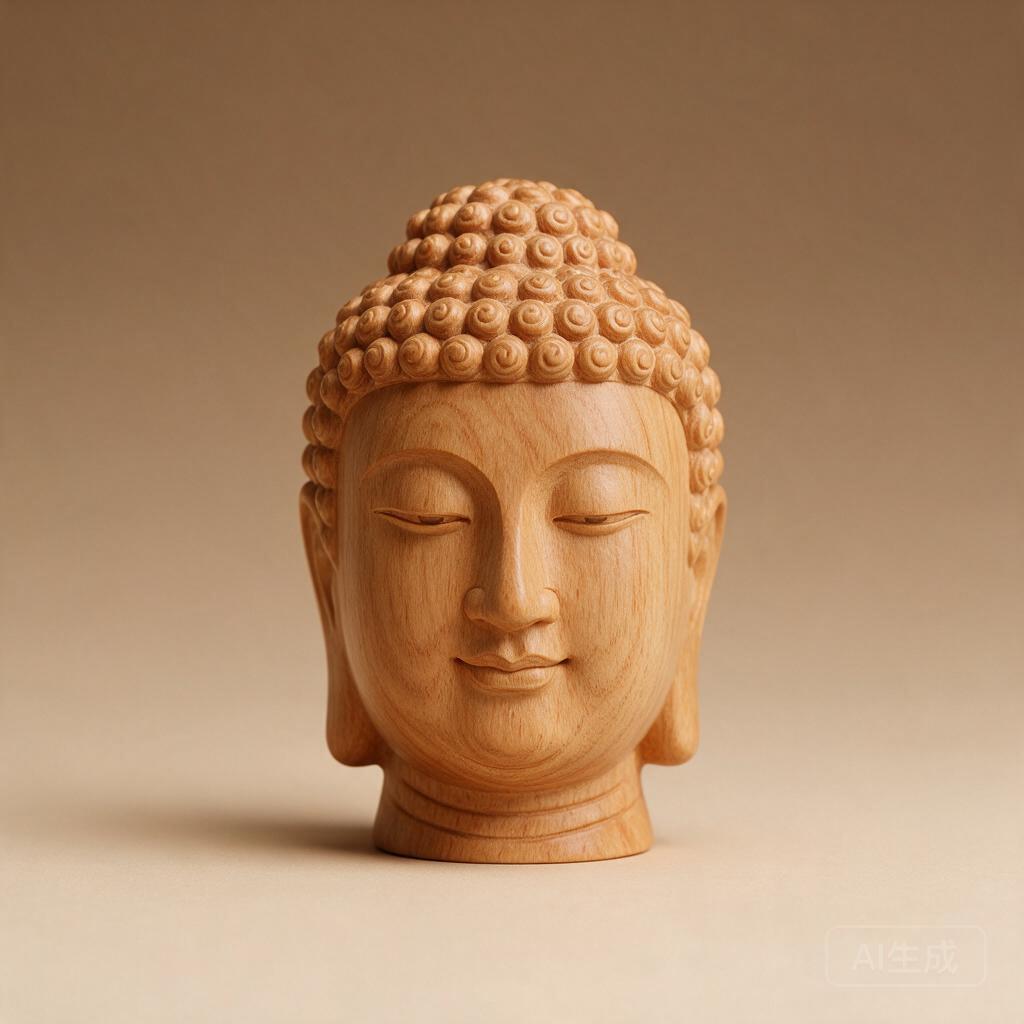 Wooden Buddha Head Carving