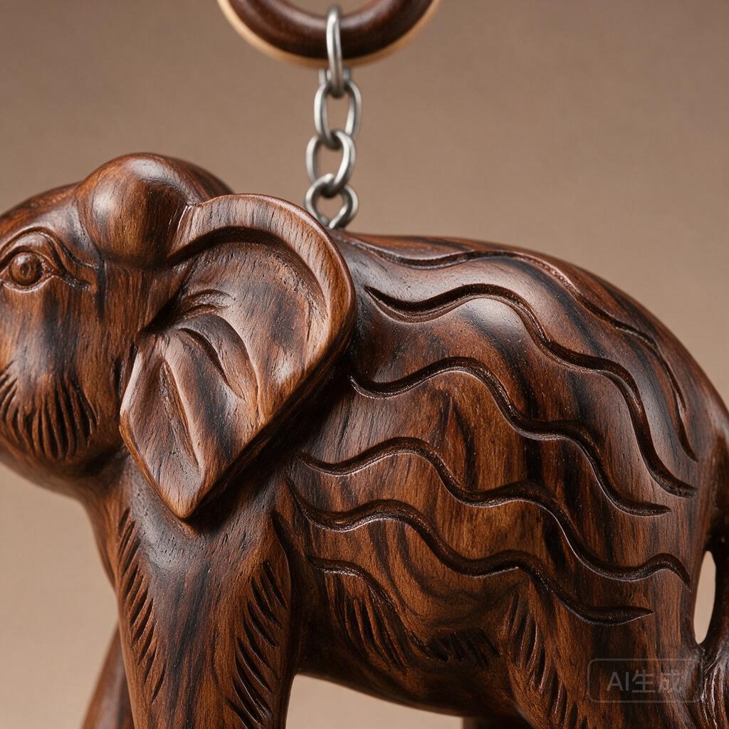 Wooden Elephant Trunk Wall Charm - Image 2