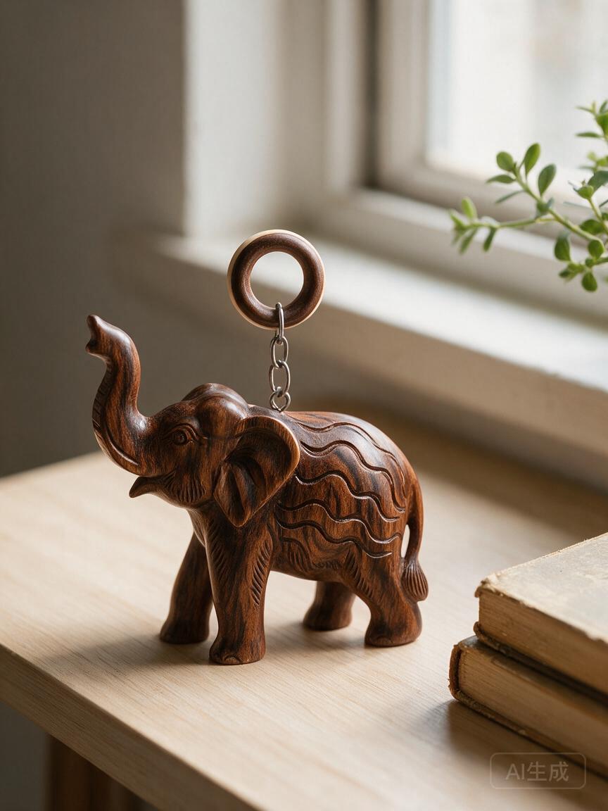 Wooden Elephant Trunk Wall Charm - Image 3