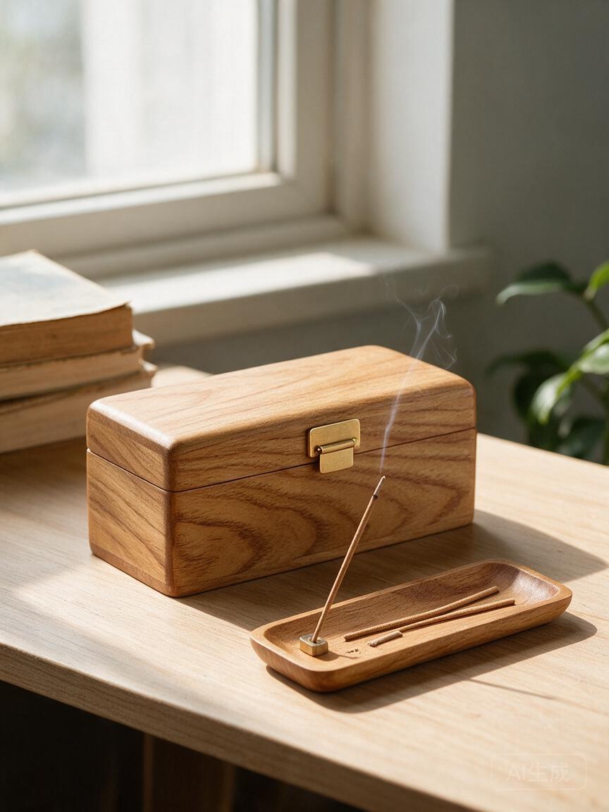 Wooden Incense Box with Tray - Image 3
