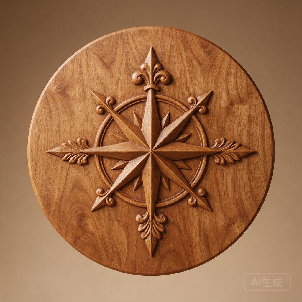 Wooden Traveler’s Compass Decorative