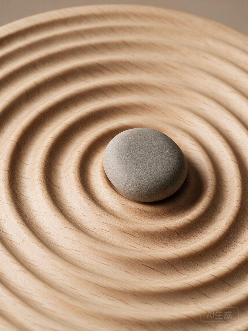 Zen Stone-Ripple Wood Art - Image 2