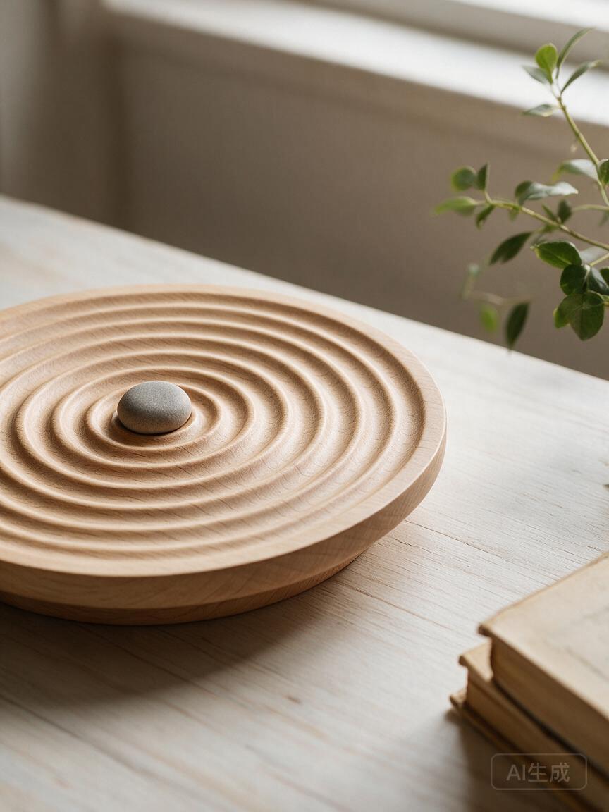 Zen Stone-Ripple Wood Art - Image 3