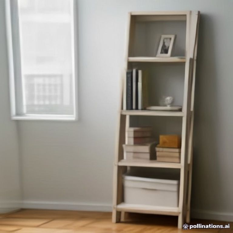 Bookshelf 4 Tier Ladder Office Bookcase Wood Leaning Display Shelf
